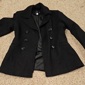 Moda International Black Double-Breasted Pea Coat